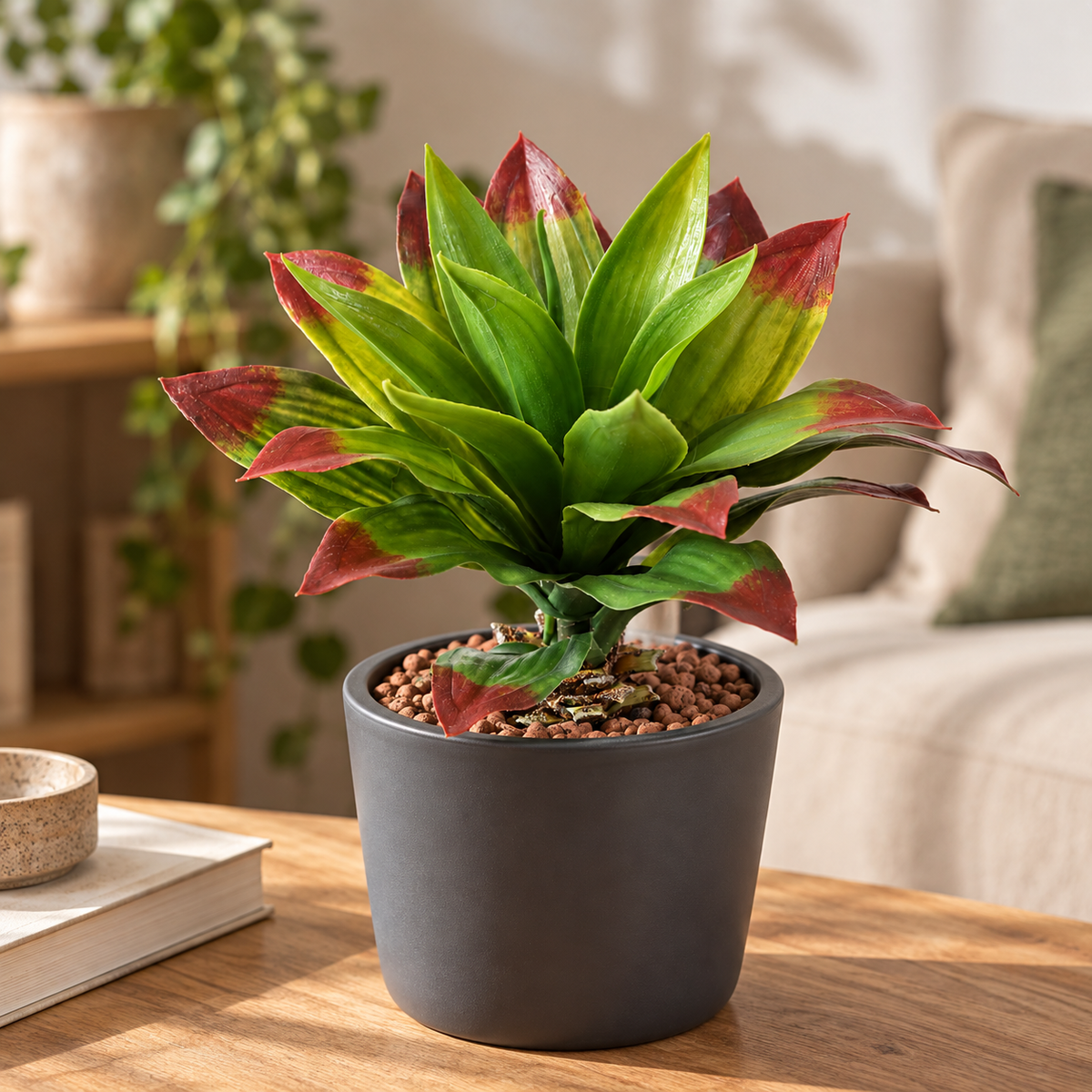Plante artificielle Agave Vert et Rouge 35 cm | Belle Verdure
